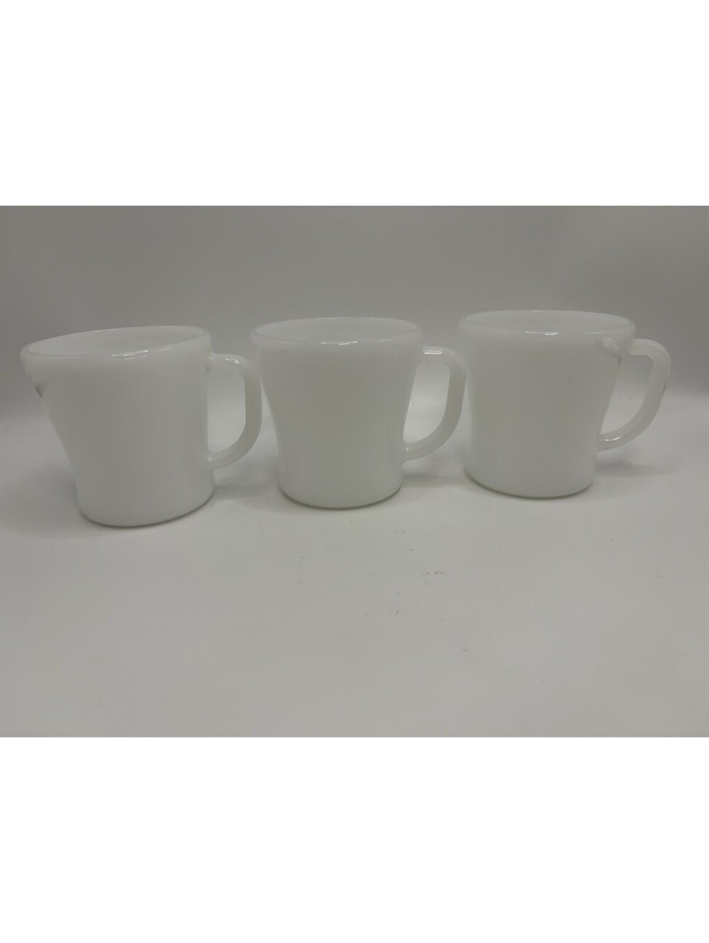 Vintage Anchor Hocking 3 Fire King White Milk Glass D Handle Coffee Cup Mug